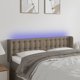 vidaXL Zaglowek do lozkou me LED, taupe, 147x16x78/88 cm, tkanina