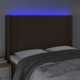 vidaXL Τελείωμα κεφαλιού κρεβατιού με LED, σκούρο καφέ, 147x16x118/128 εκ., ύφασμα