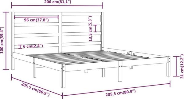 VidaXL Rama lozka miodowy braz lite drewno sosnowe 200 x 200 cm