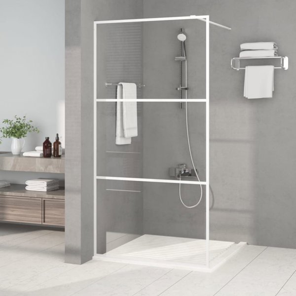 vidaXL Διαχωριστικό ντους, λευκό, 100x195 cm, διαφανές γυαλί ESG