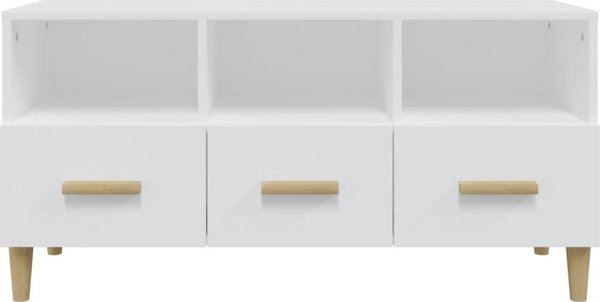 vidaXL Szafka pod TV λευκή υψηλής γυαλάδας 102x36x50 cm