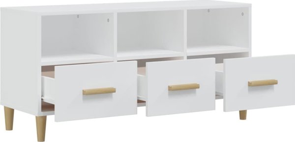 vidaXL Szafka pod TV λευκή υψηλής γυαλάδας 102x36x50 cm