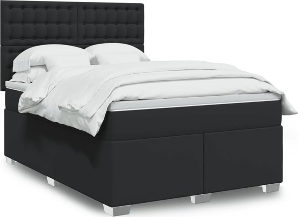 vidaXL Κρεβάτι Continental με στρώμα, μαύρο, οικοδερμα 140x190 εκ.
