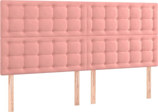 vidaXL Κεφαλάρι για κρεβάτι με LED, 180x5x118/128 cm, βελούδο, ροζ