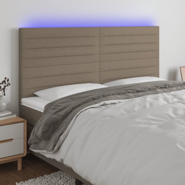 vidaXL Κεφαλάρι κρεβατιού με LED, taupe, 180x5x118/128 εκ., ύφασμα