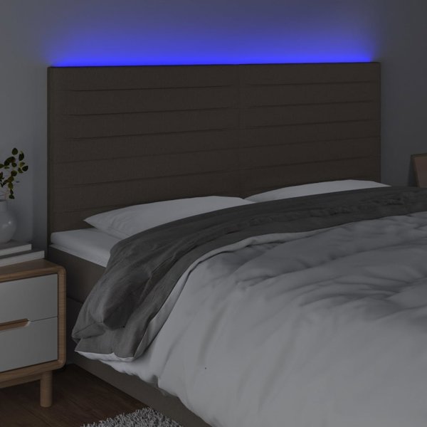 vidaXL Κεφαλάρι κρεβατιού με LED, taupe, 180x5x118/128 εκ., ύφασμα