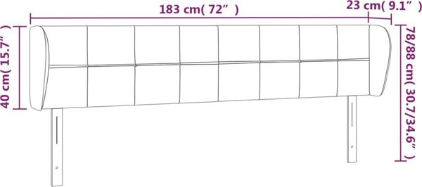 vidaXL Zaglothek Uszak kremowy 183x23x78/88 cm tkanina