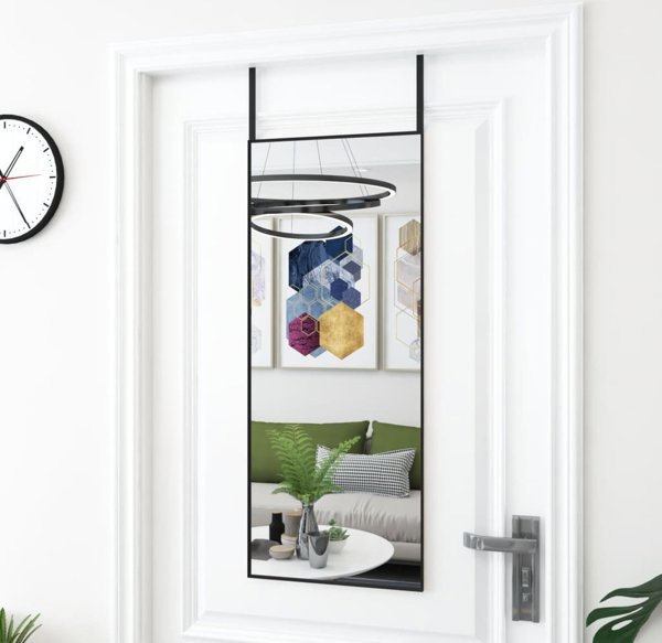 vidaXL Καθρέφτης Πόρτας, Μαύρος, 40x100 εκ, Γυαλί και Αλουμίνιο