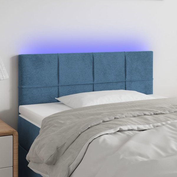 vidaXL Κεφαλάρι Κρεβατιού με LED, Σκούρο Μπλε, 90x5x78/88 cm, Βελούδο