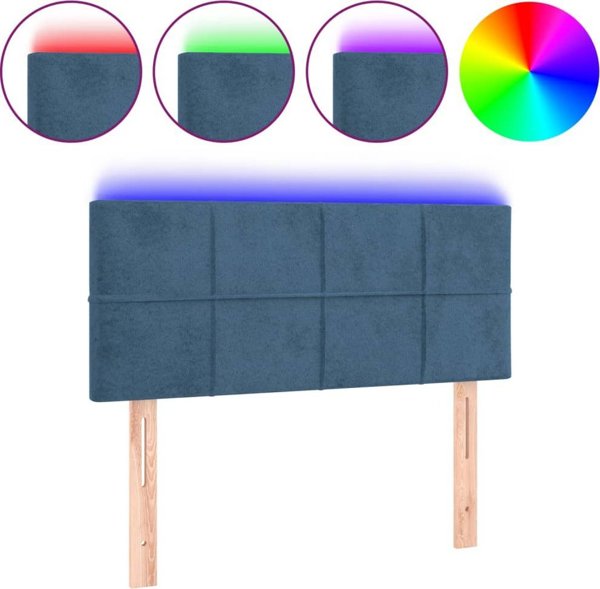 vidaXL Κεφαλάρι Κρεβατιού με LED, Σκούρο Μπλε, 90x5x78/88 cm, Βελούδο
