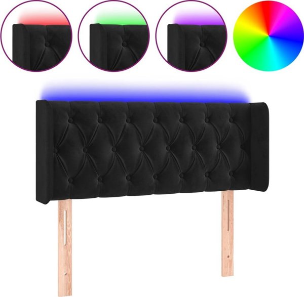 vidaXL Κεφαλάρι για κρεβάτι με LED, μαύρο, 93x16x78/88 cm, βελούδινο