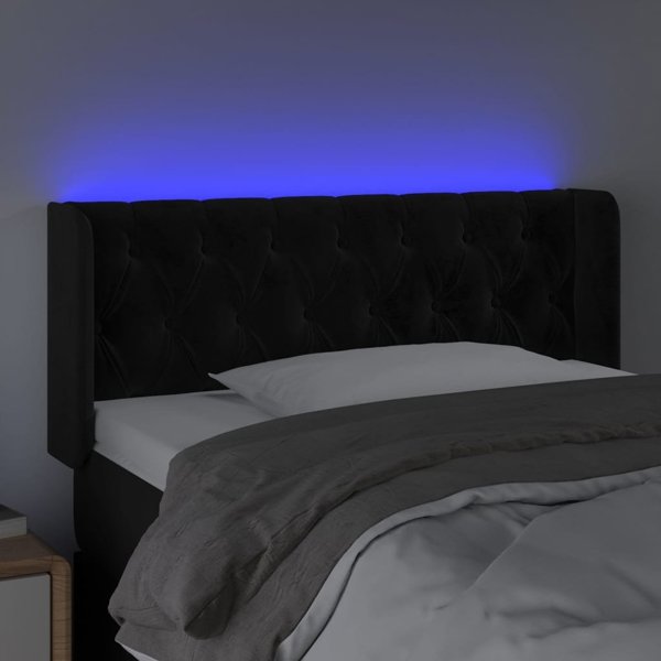 vidaXL Κεφαλάρι για κρεβάτι με LED, μαύρο, 93x16x78/88 cm, βελούδινο