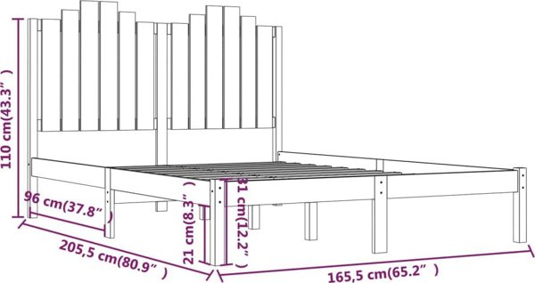 vidaXL Κορνίζα κρεβατιού, lite ξύλο πεύκου, 160x200 cm