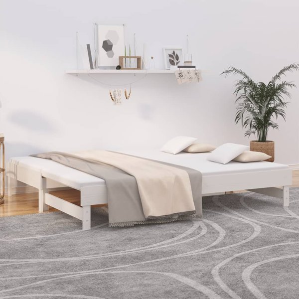 vidaXL Διπλό Κρεβάτι Αναπτυσσόμενο Λευκό 2x(100x200) cm από Μασίφ Πεύκο