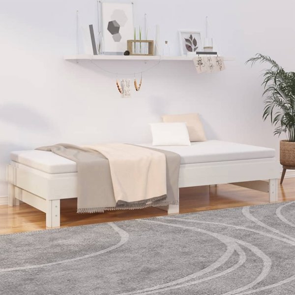 vidaXL Διπλό Κρεβάτι Αναπτυσσόμενο Λευκό 2x(100x200) cm από Μασίφ Πεύκο