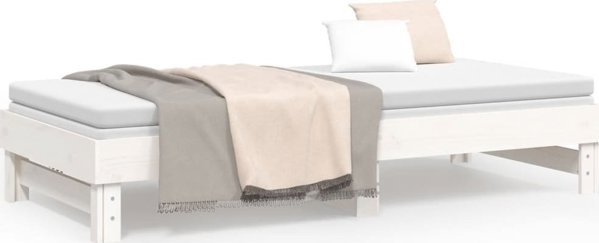vidaXL Διπλό Κρεβάτι Αναπτυσσόμενο Λευκό 2x(100x200) cm από Μασίφ Πεύκο