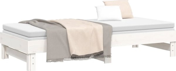 vidaXL Διπλό Κρεβάτι Αναπτυσσόμενο Λευκό 2x(100x200) cm από Μασίφ Πεύκο