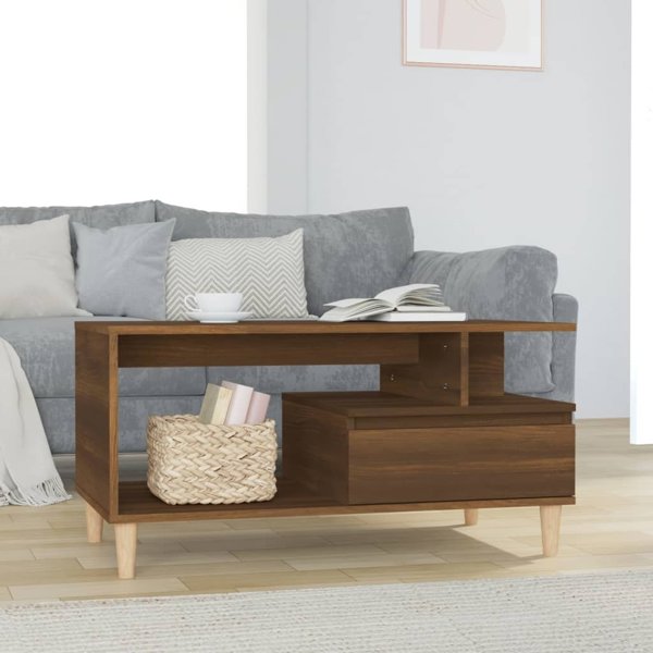 Stolik kawowy, brazowy dab 90x49x45 cm, material drewnopochodny