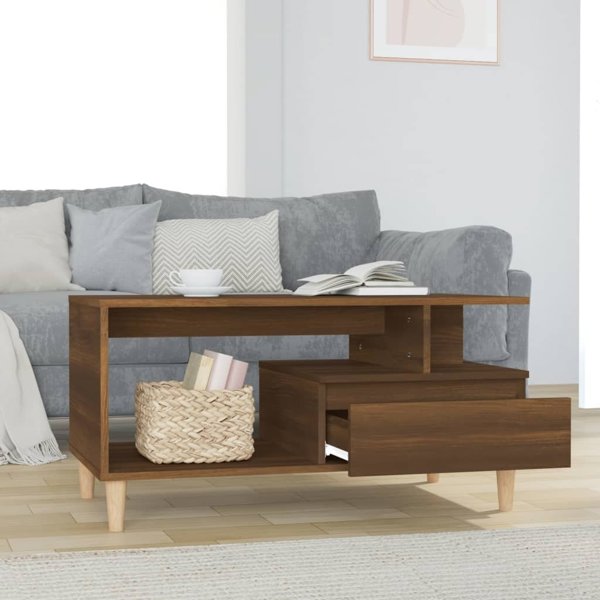 Stolik kawowy, brazowy dab 90x49x45 cm, material drewnopochodny