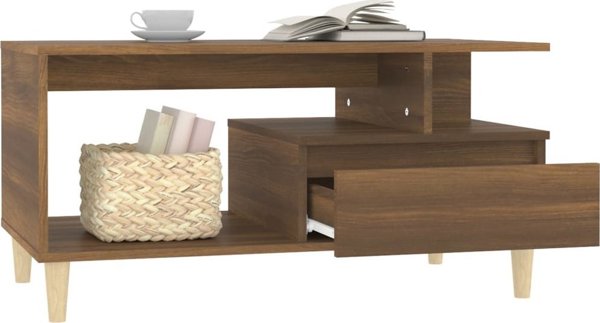 Stolik kawowy, brazowy dab 90x49x45 cm, material drewnopochodny