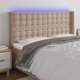 vidaXL Κεφαλάρι κρεβατιού με LED, καπουτσίνο, 147x16x118/128 εκ., δερματίνη