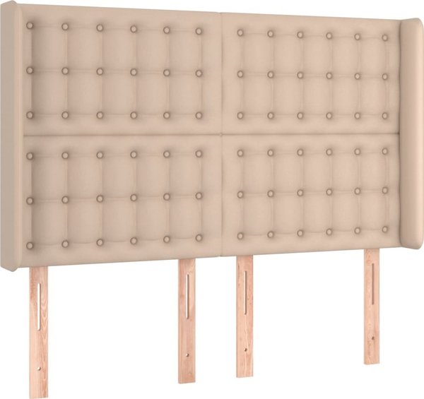 vidaXL Κεφαλάρι κρεβατιού με LED, καπουτσίνο, 147x16x118/128 εκ., δερματίνη