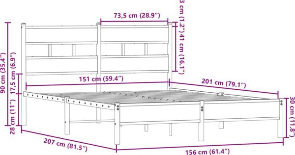 vidaXL Κρεβάτι με κεφαλάρι, χωρίς στρώμα, Sonoma δρυς, 150x200 εκ.
