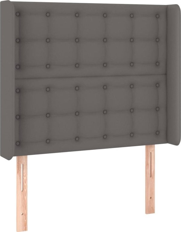 vidaXL Lozko kontynentalne z materacem i LED szara ekoskora 90x200 cm