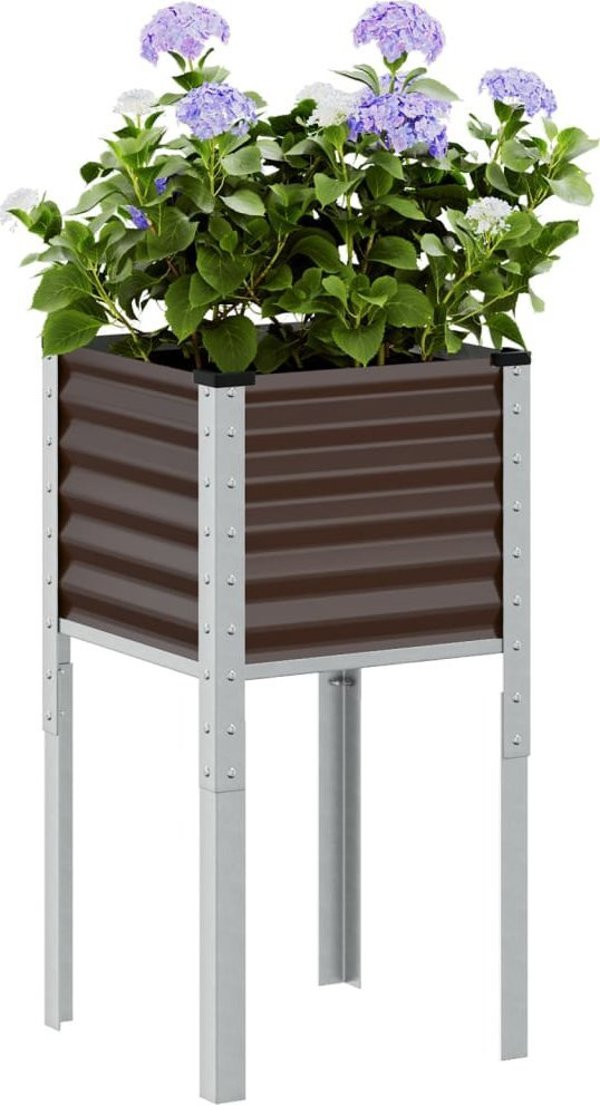vidaXL Καφέ γλάστρα κήπου από ατσάλι 45x45x88 cm