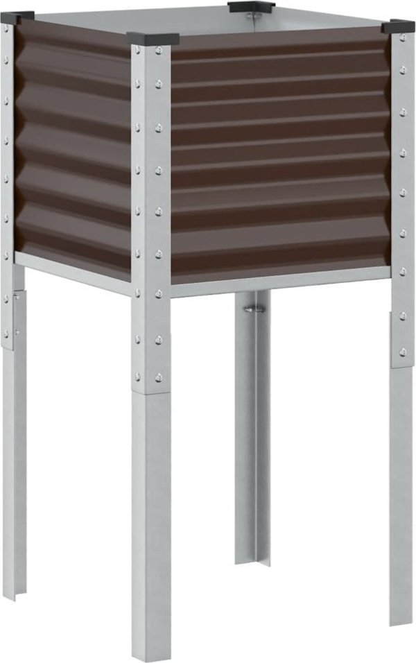 vidaXL Καφέ γλάστρα κήπου από ατσάλι 45x45x88 cm