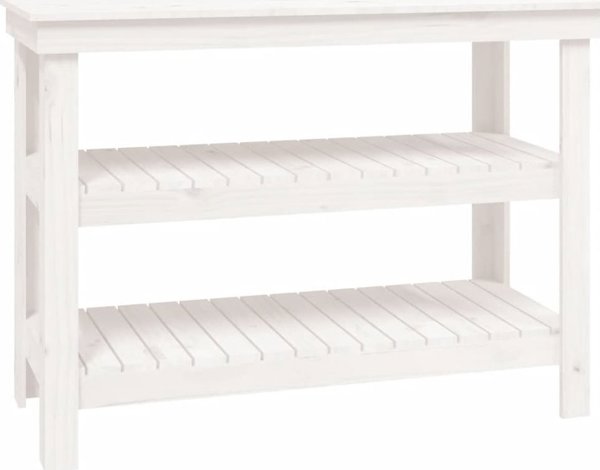 vidaXL Stolik roboczy, λευκό, 110,5x50x80 cm, μασίφ πεύκο