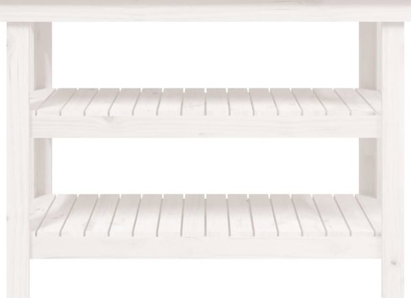 vidaXL Stolik roboczy, λευκό, 110,5x50x80 cm, μασίφ πεύκο