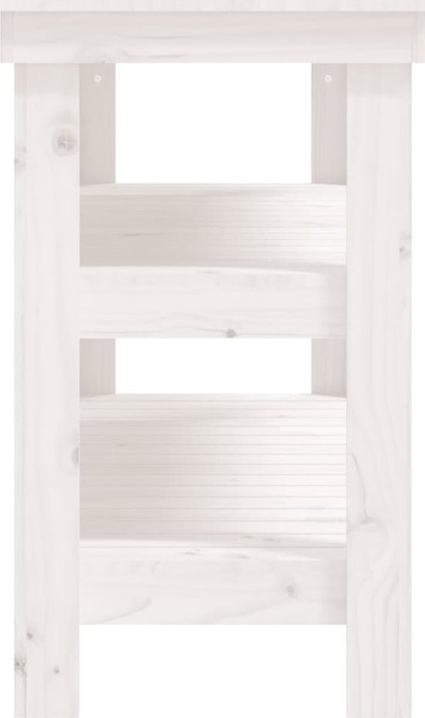 vidaXL Stolik roboczy, λευκό, 110,5x50x80 cm, μασίφ πεύκο