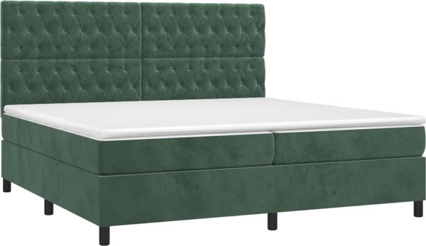 vidaXL Lowzko kontynentalne z materacem i LED zielony aksamit 200x200 cm