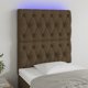 vidaXL Κεφαλάρι κρεβατιού με LED σκούρο καφέ 80x7x118/128 εκ. ύφασμα