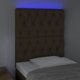 vidaXL Κεφαλάρι κρεβατιού με LED σκούρο καφέ 80x7x118/128 εκ. ύφασμα