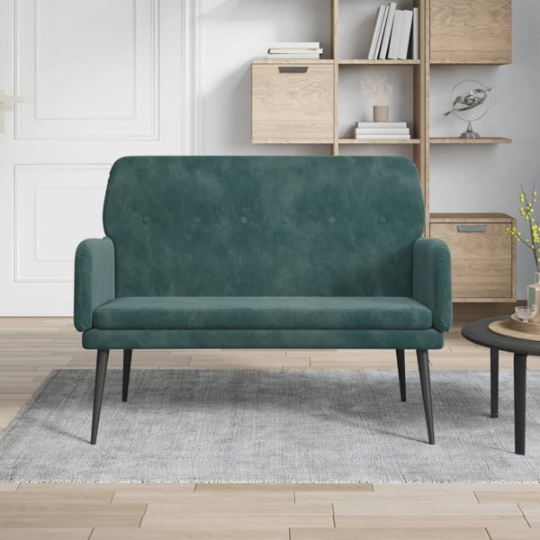 vidaXL Lawka, ciemnozielona, 108x79x79 cm, tapicerowana aksamitem