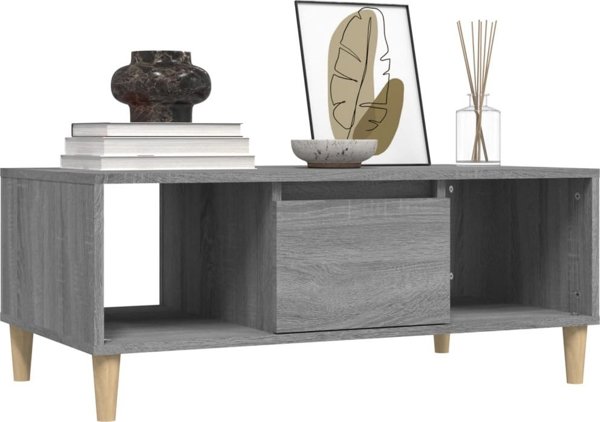 vidaXL Stolik kawowy, szary dab sonoma 90x50x36,5 cm, drewnopochodny