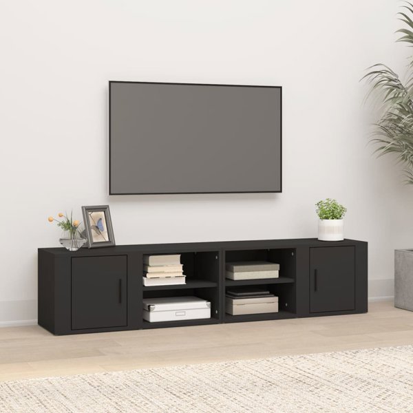 vidaXL vidaXL Szafki pod telewizor, 2 szt., czarne, 80x31,5x36,5 cm