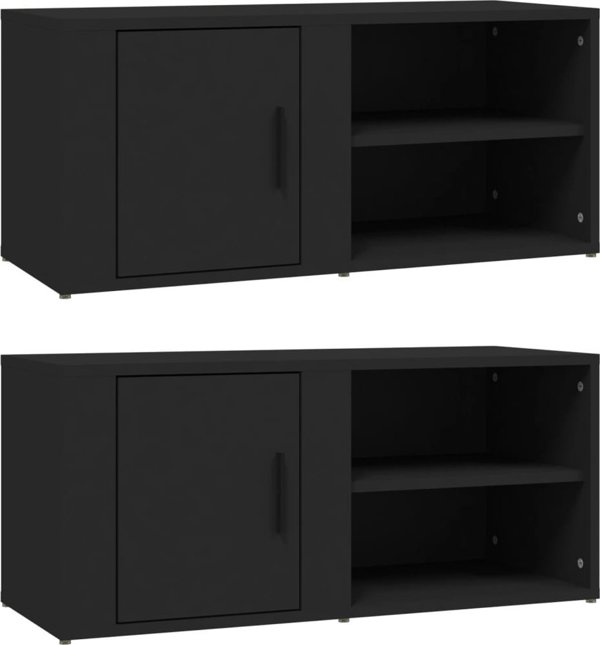 vidaXL vidaXL Szafki pod telewizor, 2 szt., czarne, 80x31,5x36,5 cm