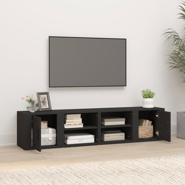 vidaXL vidaXL Szafki pod telewizor, 2 szt., czarne, 80x31,5x36,5 cm