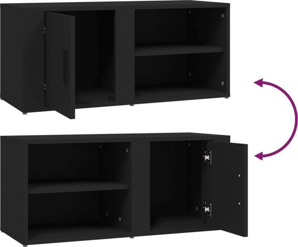vidaXL vidaXL Szafki pod telewizor, 2 szt., czarne, 80x31,5x36,5 cm