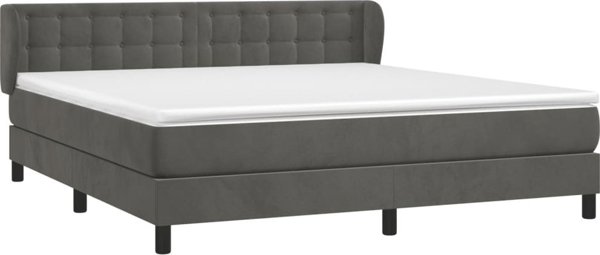 vidaXL Κρεβάτι Continental με στρώμα, σκούρο γκρι βελούδο, 180x200 εκ