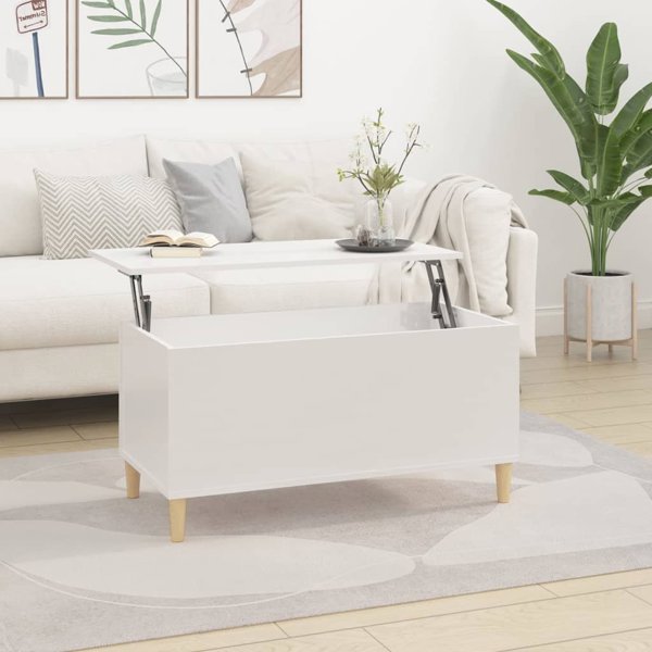 vidaXL Τραπεζάκι Σαλονιού, λευκό γυαλιστερό, 90x44,5x45 εκ.