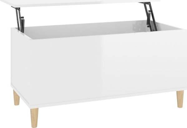 vidaXL Τραπεζάκι Σαλονιού, λευκό γυαλιστερό, 90x44,5x45 εκ.
