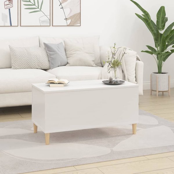 vidaXL Τραπεζάκι Σαλονιού, λευκό γυαλιστερό, 90x44,5x45 εκ.