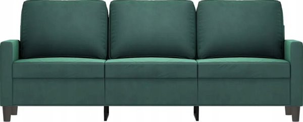 vidaXL Sofa 3-osobowa, ciemnozielony, 180 cm, obita aksamitem