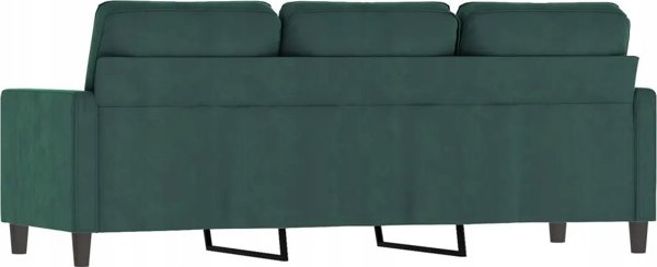 vidaXL Sofa 3-osobowa, ciemnozielony, 180 cm, obita aksamitem