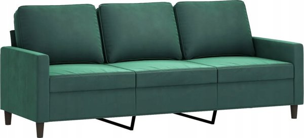 vidaXL Sofa 3-osobowa, ciemnozielony, 180 cm, obita aksamitem