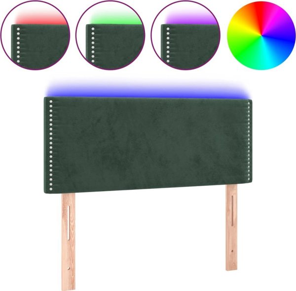 vidaXL Zaglowek do lozka z LED, ciemnozielony, 100x5x78/88 cm, aksamit